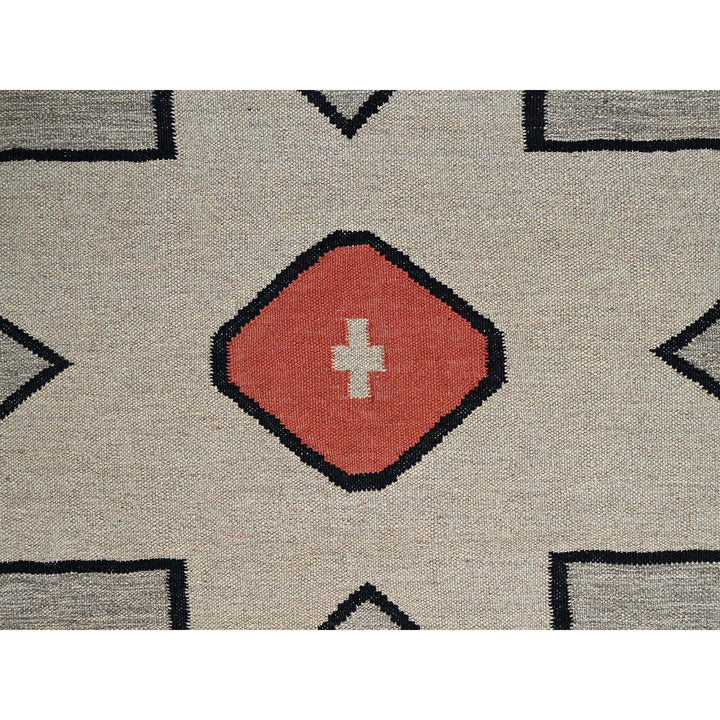 8'1" x 9'10" New Hand Woven Grey Wool Rectangle Oriental Rug - MOA1021410