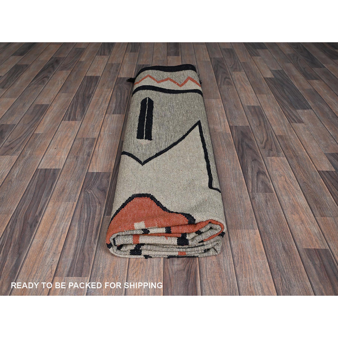 8'1" x 9'10" New Hand Woven Grey Wool Rectangle Oriental Rug - MOA1021410