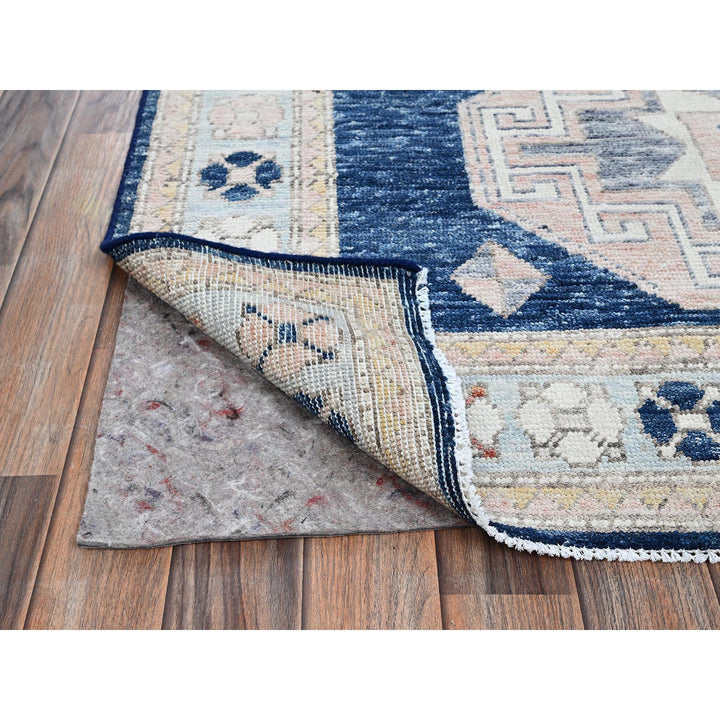 4'8" x 6'9" New Hand Knotted Blue Wool Rectangle Oriental Rug - MOA1021414