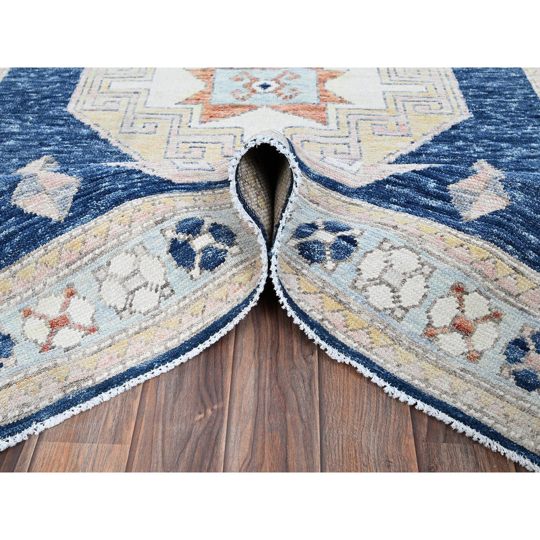 4'8" x 6'9" New Hand Knotted Blue Wool Rectangle Oriental Rug - MOA1021414