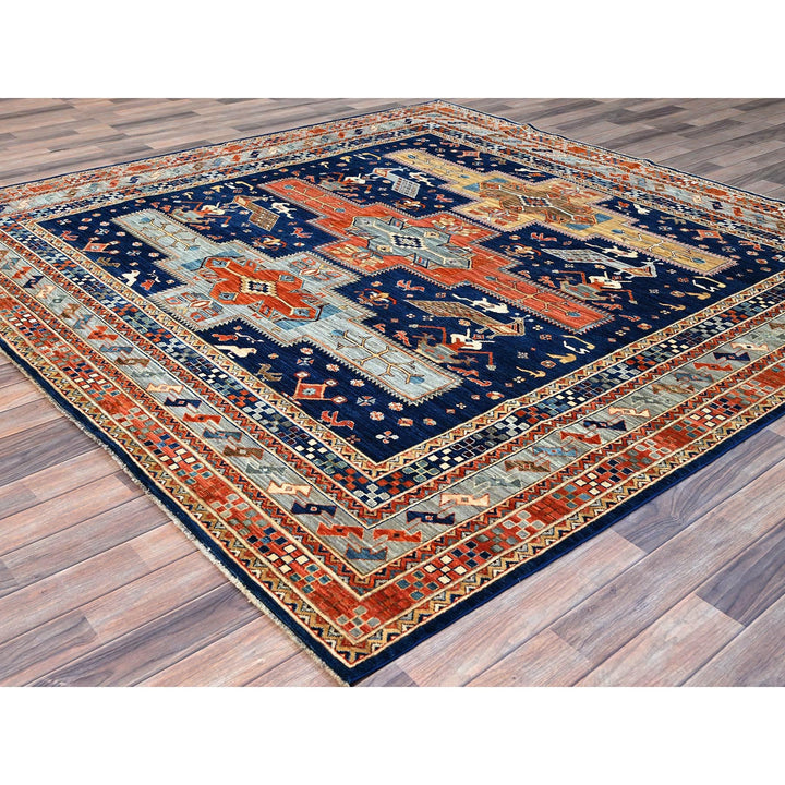 7'11" x 7'10" New Hand Knotted Blue Wool Square Oriental Rug - MOA102145