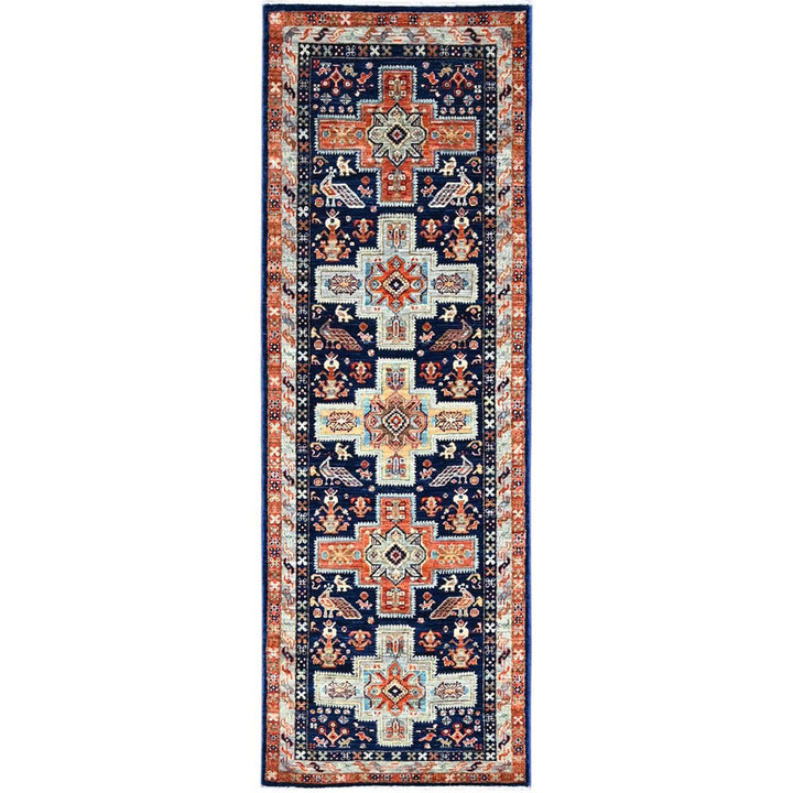 2'0" x 5'10" New Hand Knotted Blue Wool Runner Oriental Rug - MOA102151