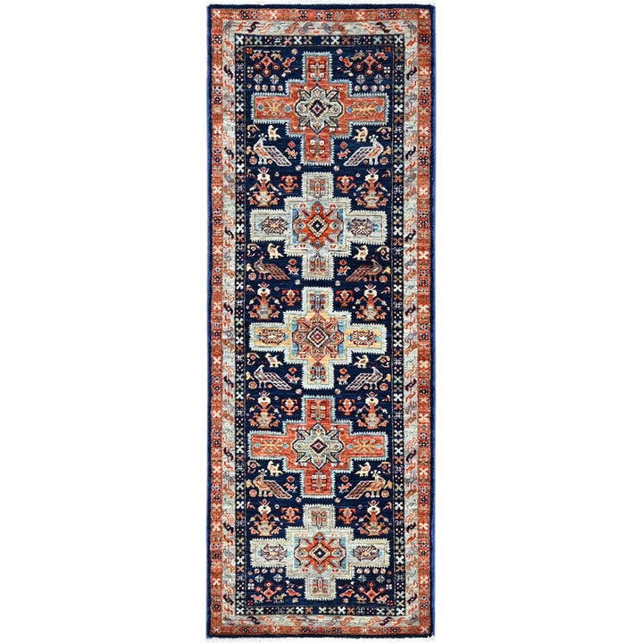 2'1" x 5'10" New Hand Knotted Blue Wool Runner Oriental Rug - MOA102152