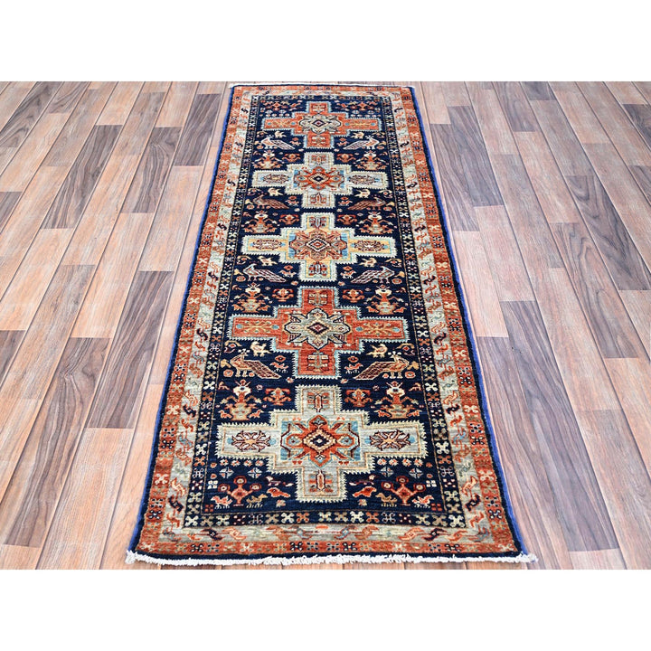 2'1" x 5'10" New Hand Knotted Blue Wool Runner Oriental Rug - MOA102152