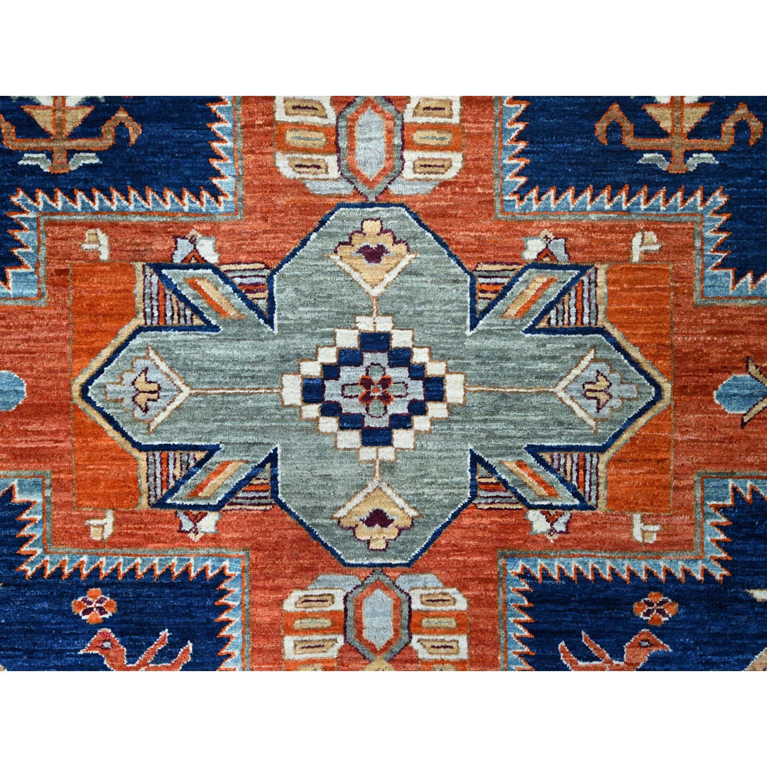 7'10" x 9'4" New Hand Knotted Blue Wool Rectangle Oriental Rug - MOA102156