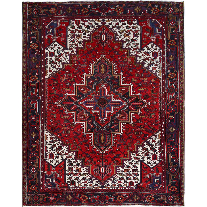 8'4" x 10'7" Vintage Hand Knotted Red Wool Rectangle Oriental Rug - MOA102158