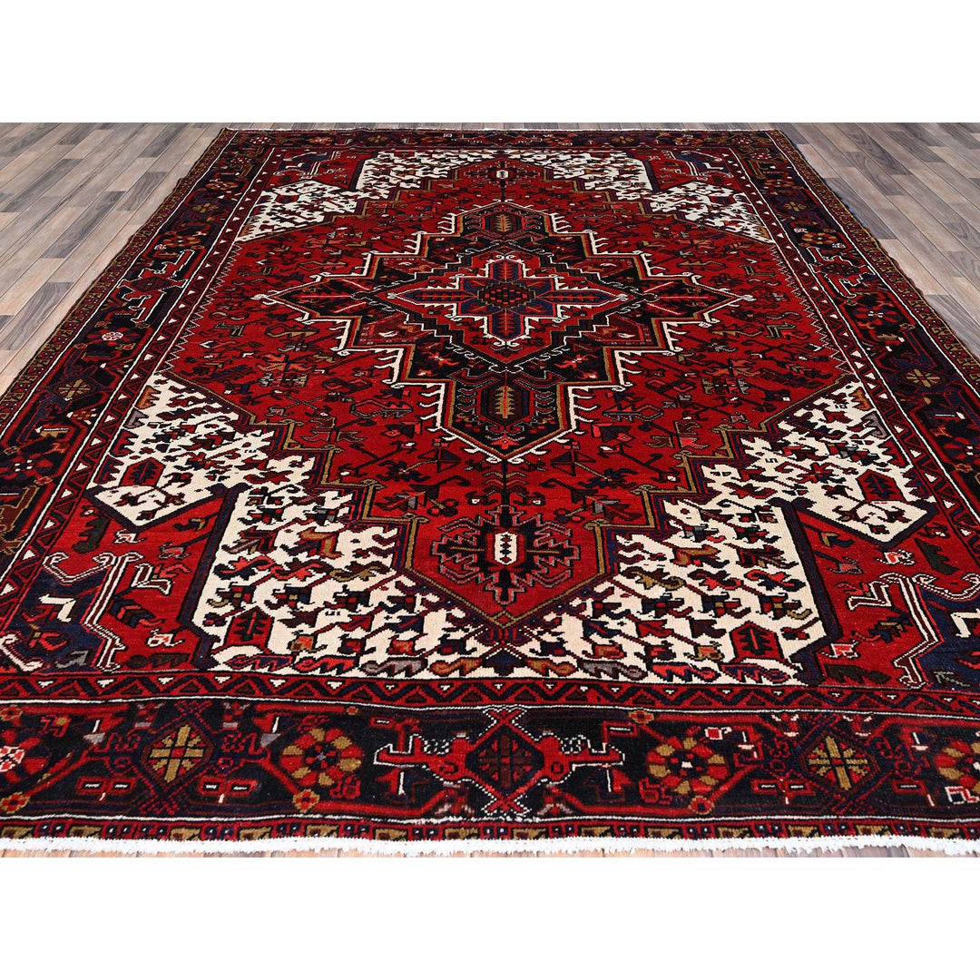 8'4" x 10'7" Vintage Hand Knotted Red Wool Rectangle Oriental Rug - MOA102158