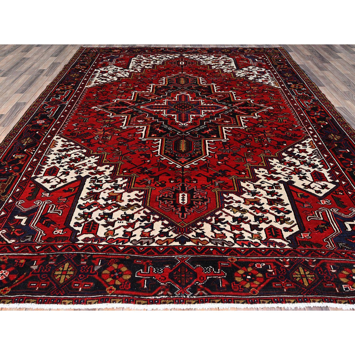8'4" x 10'7" Vintage Hand Knotted Red Wool Rectangle Oriental Rug - MOA102158