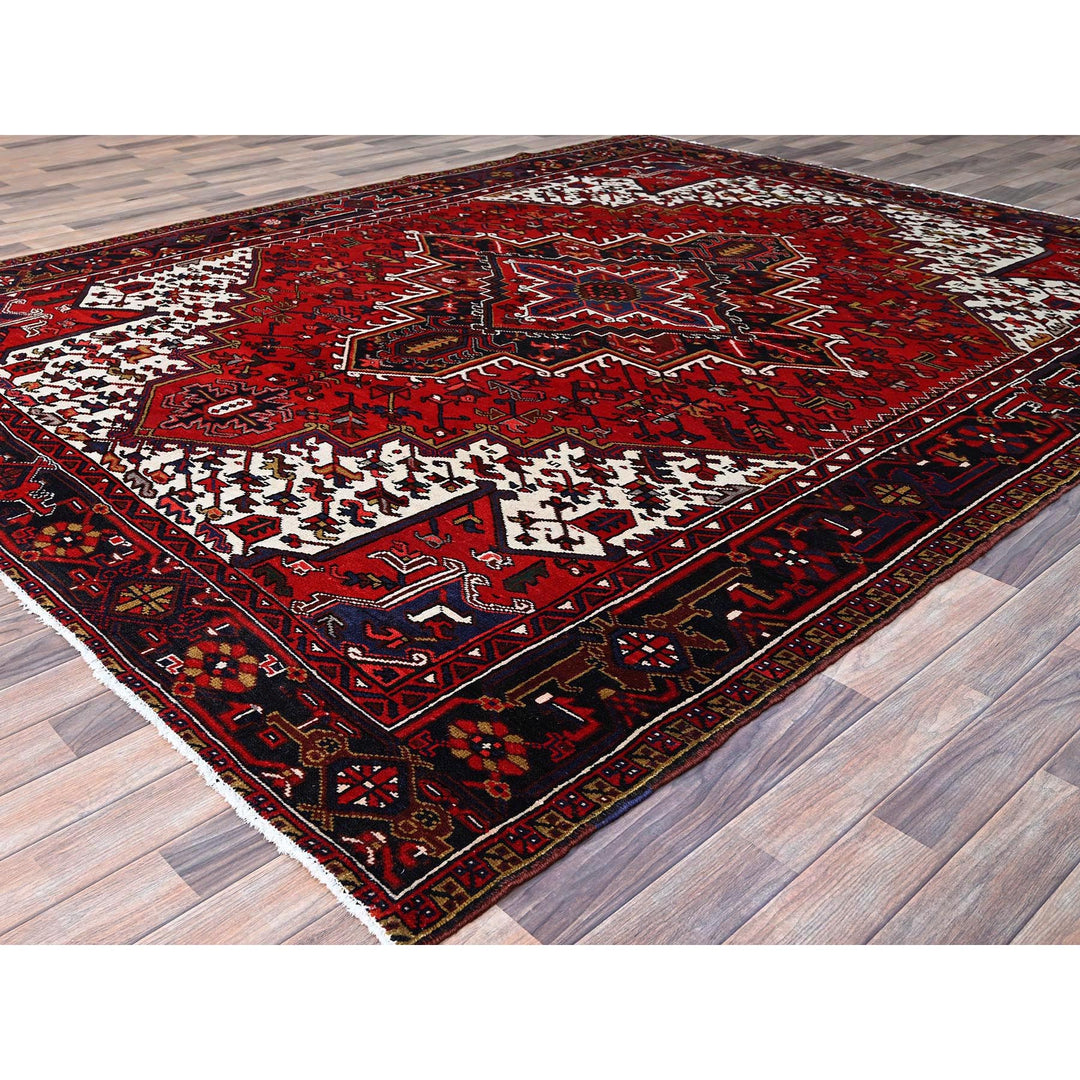 8'4" x 10'7" Vintage Hand Knotted Red Wool Rectangle Oriental Rug - MOA102158