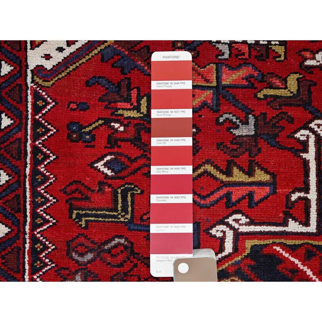 8'4" x 10'7" Vintage Hand Knotted Red Wool Rectangle Oriental Rug - MOA102158