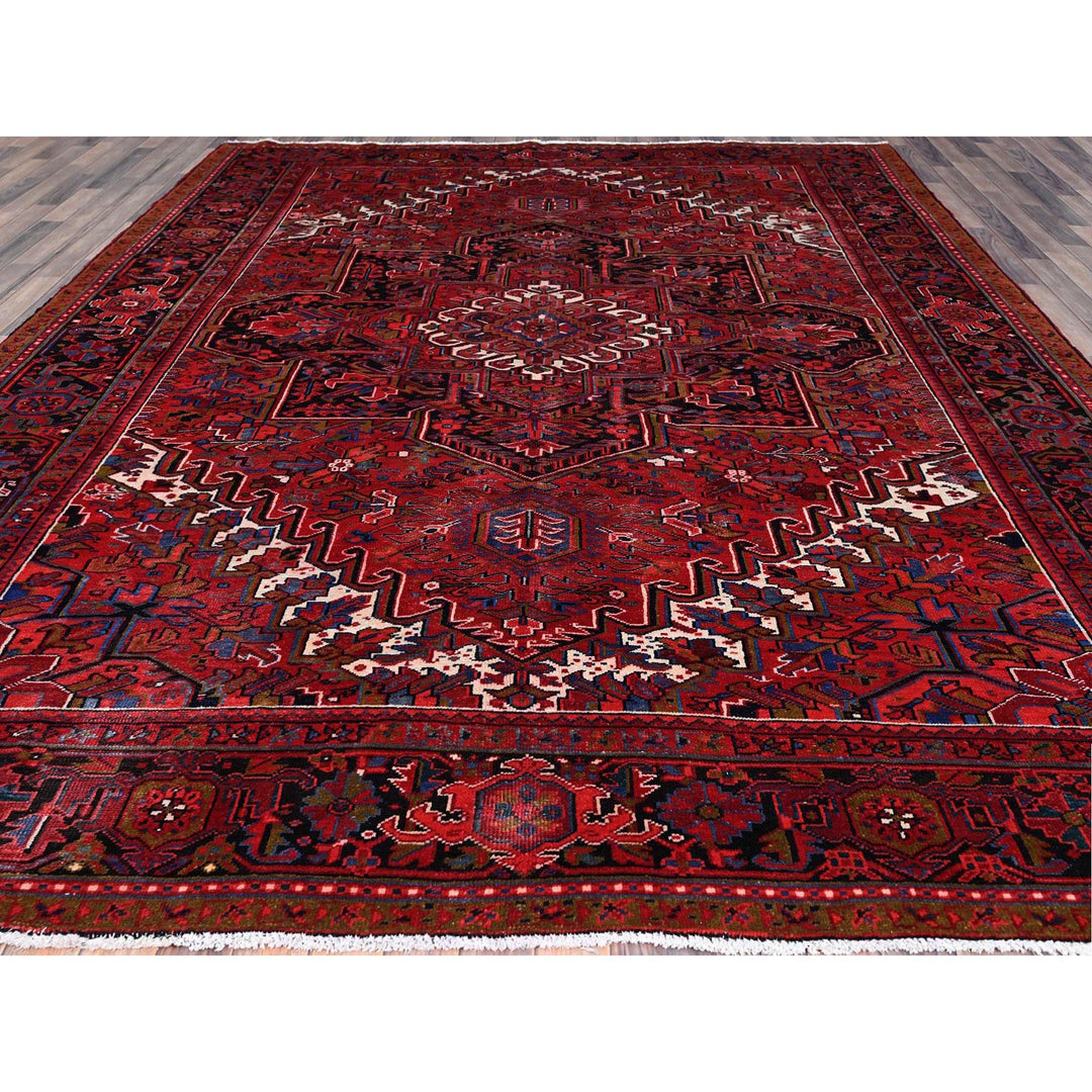 9'8" x 12'3" Vintage Hand Knotted Red Wool Rectangle Oriental Rug - MOA102166