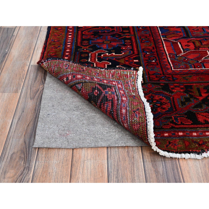 9'8" x 12'3" Vintage Hand Knotted Red Wool Rectangle Oriental Rug - MOA102166