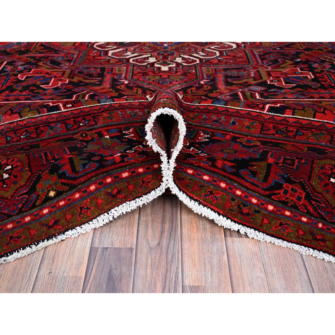 9'8" x 12'3" Vintage Hand Knotted Red Wool Rectangle Oriental Rug - MOA102166