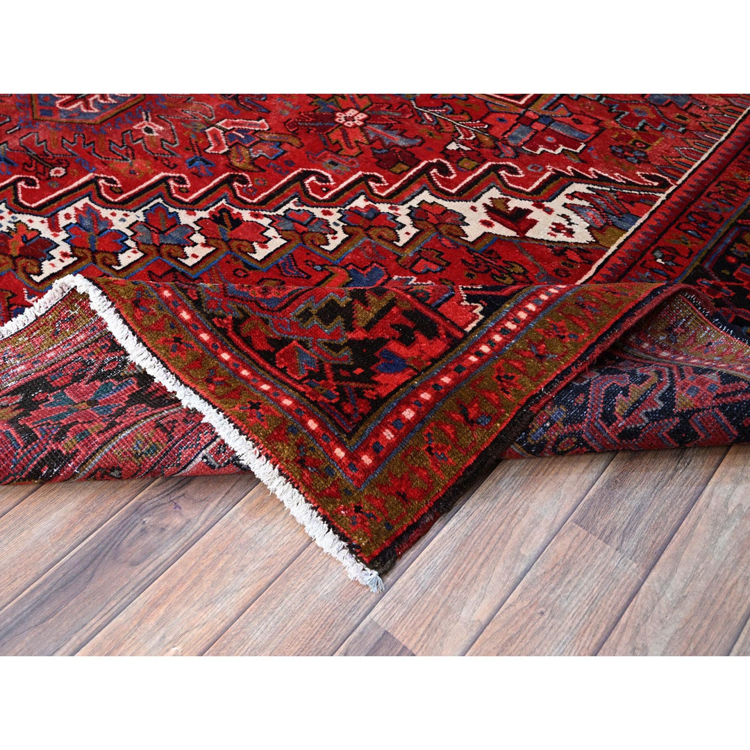 9'8" x 12'3" Vintage Hand Knotted Red Wool Rectangle Oriental Rug - MOA102166
