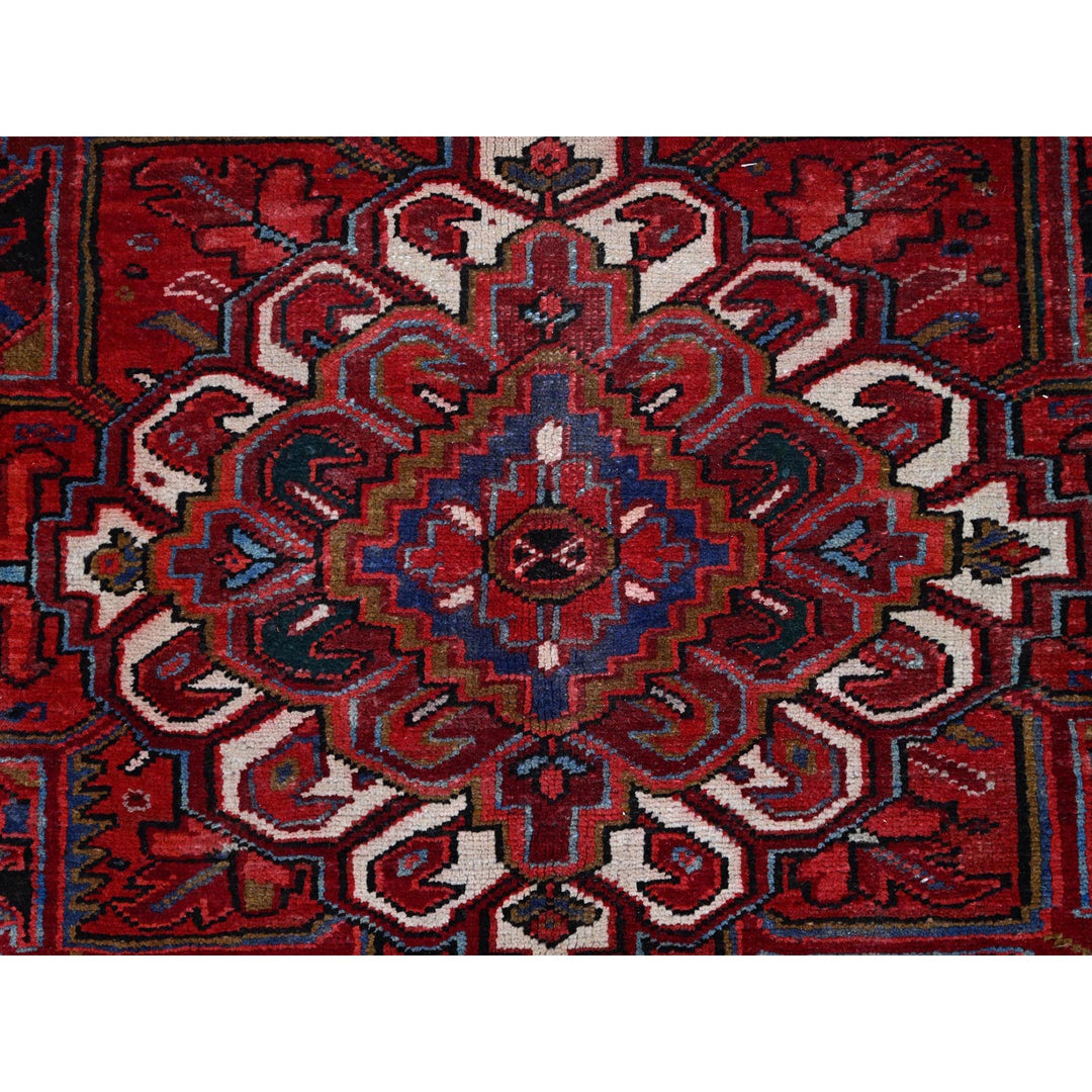 9'8" x 12'3" Vintage Hand Knotted Red Wool Rectangle Oriental Rug - MOA102166