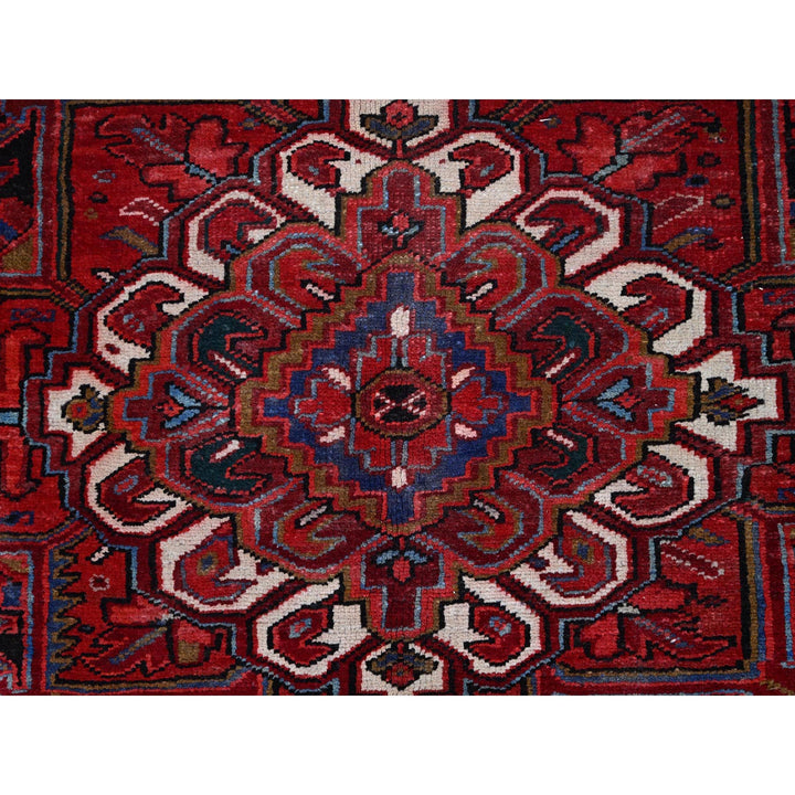 9'8" x 12'3" Vintage Hand Knotted Red Wool Rectangle Oriental Rug - MOA102166
