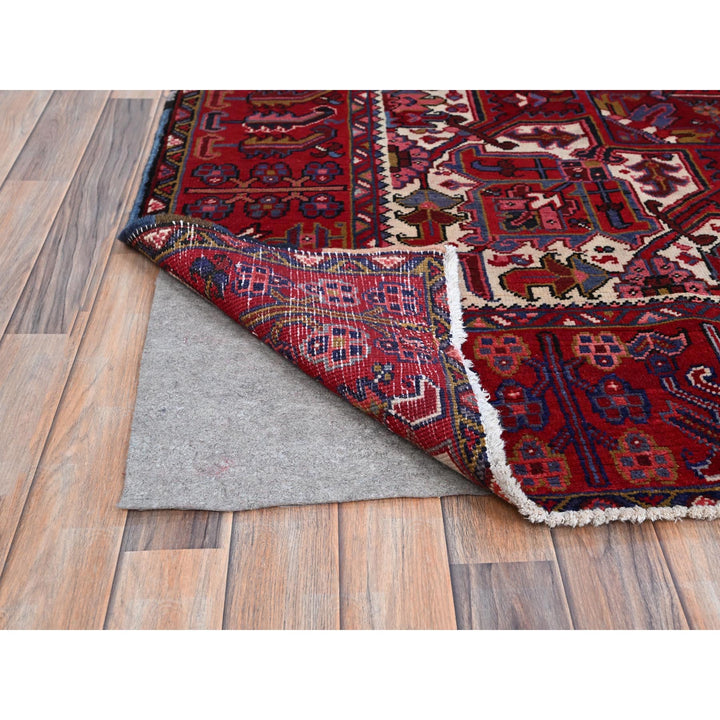 9'8" x 12'7" Vintage Hand Knotted Red Wool Rectangle Oriental Rug - MOA102170