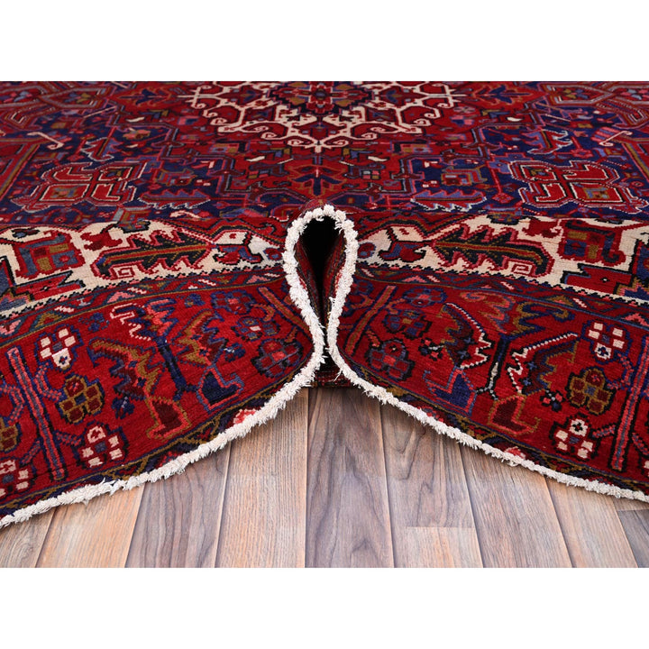 9'8" x 12'7" Vintage Hand Knotted Red Wool Rectangle Oriental Rug - MOA102170