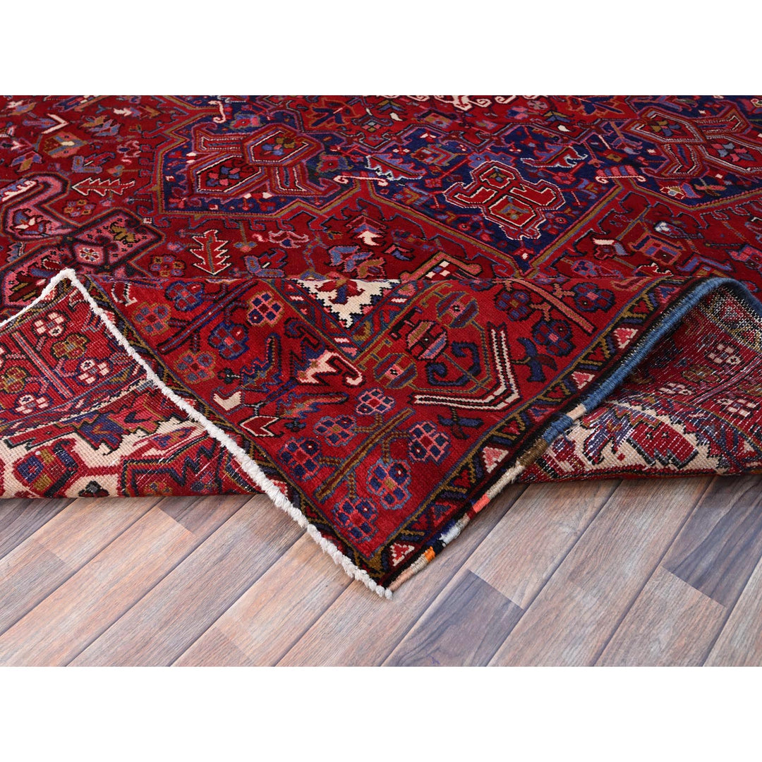 9'8" x 12'7" Vintage Hand Knotted Red Wool Rectangle Oriental Rug - MOA102170