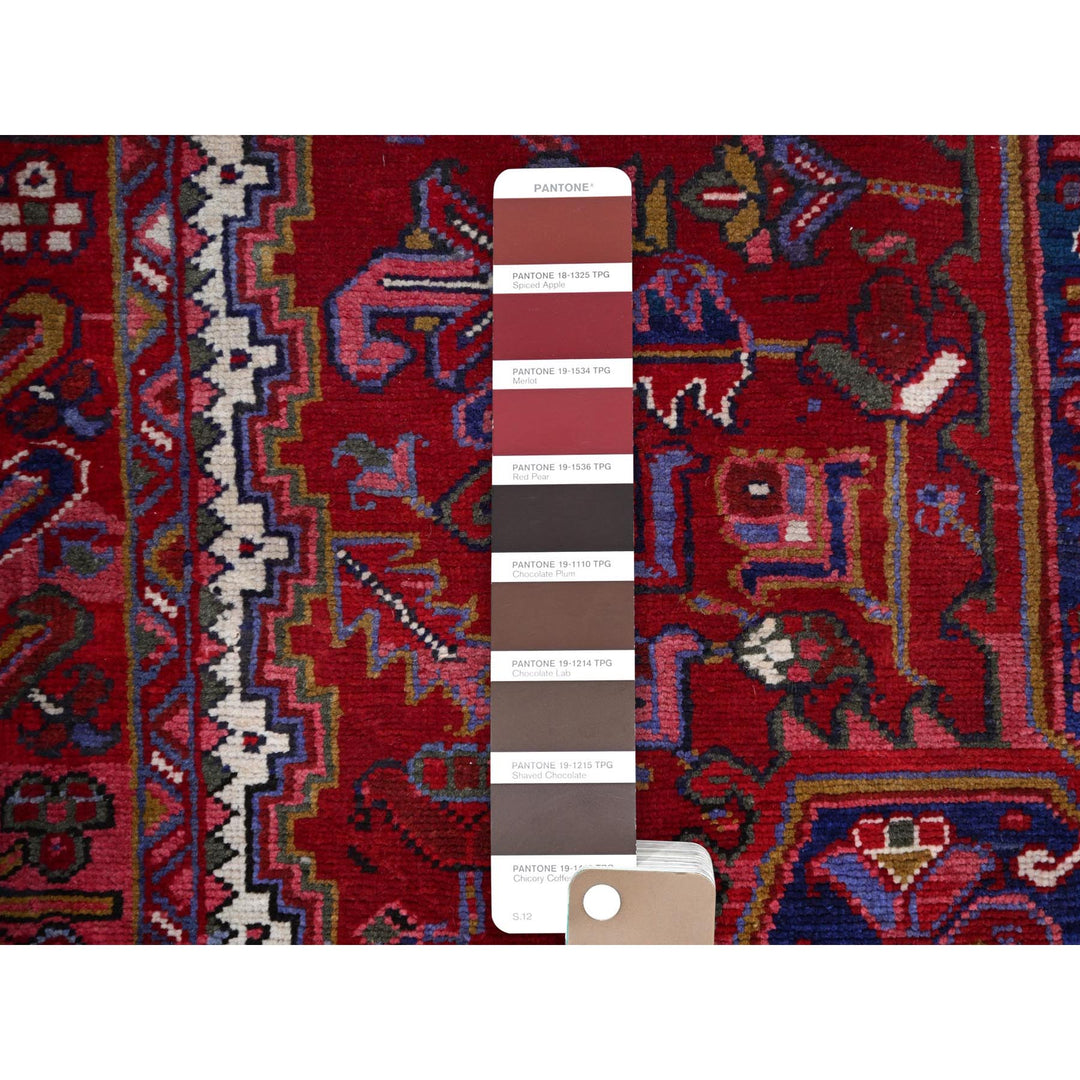 9'8" x 12'7" Vintage Hand Knotted Red Wool Rectangle Oriental Rug - MOA102170