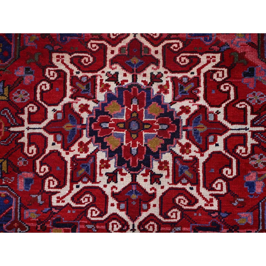 9'8" x 12'7" Vintage Hand Knotted Red Wool Rectangle Oriental Rug - MOA102170