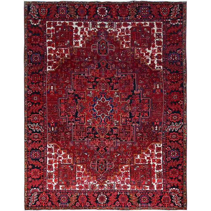9'11" x 12'8" Vintage Hand Knotted Red Wool Rectangle Oriental Rug - MOA102180