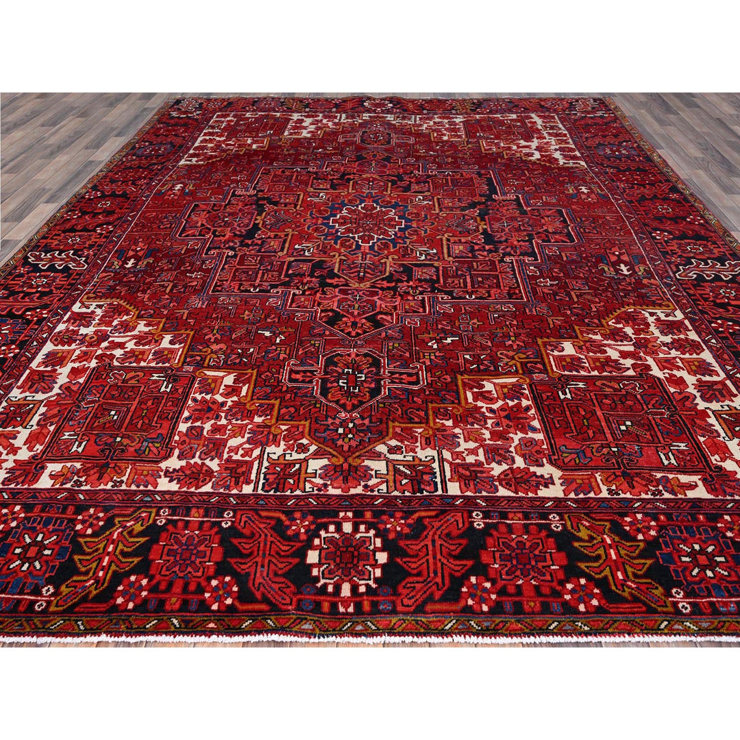 9'11" x 12'8" Vintage Hand Knotted Red Wool Rectangle Oriental Rug - MOA102180