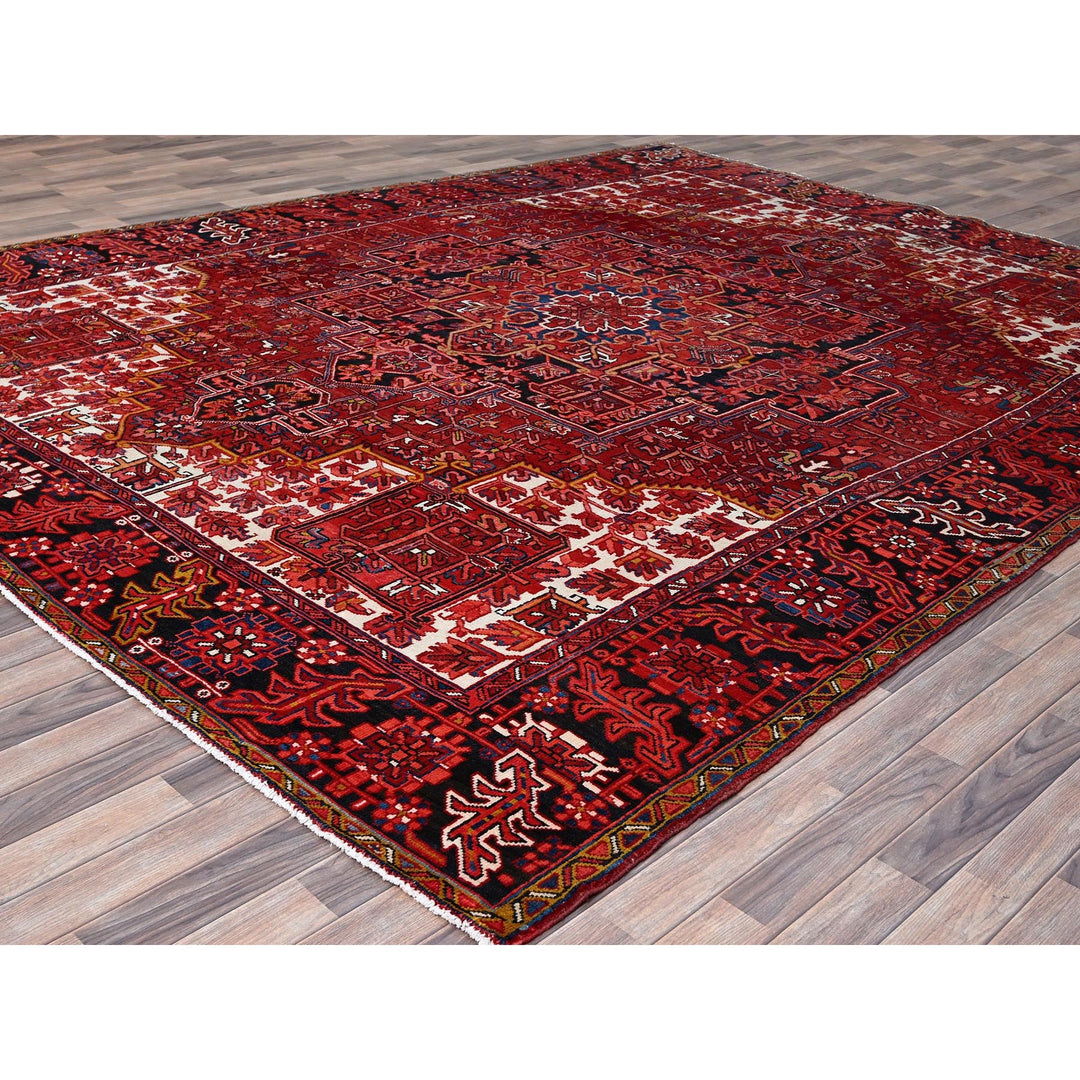 9'11" x 12'8" Vintage Hand Knotted Red Wool Rectangle Oriental Rug - MOA102180
