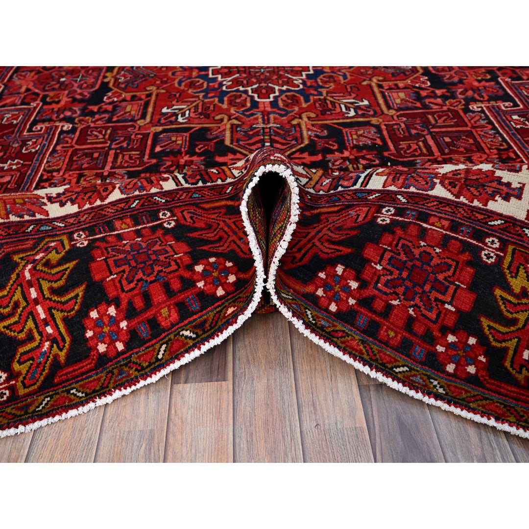 9'11" x 12'8" Vintage Hand Knotted Red Wool Rectangle Oriental Rug - MOA102180