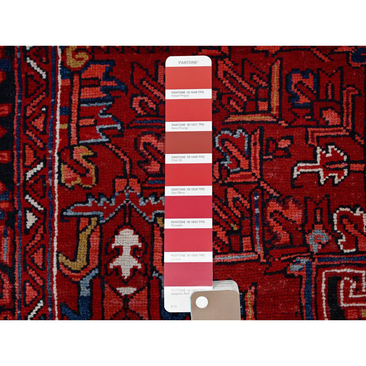 9'11" x 12'8" Vintage Hand Knotted Red Wool Rectangle Oriental Rug - MOA102180