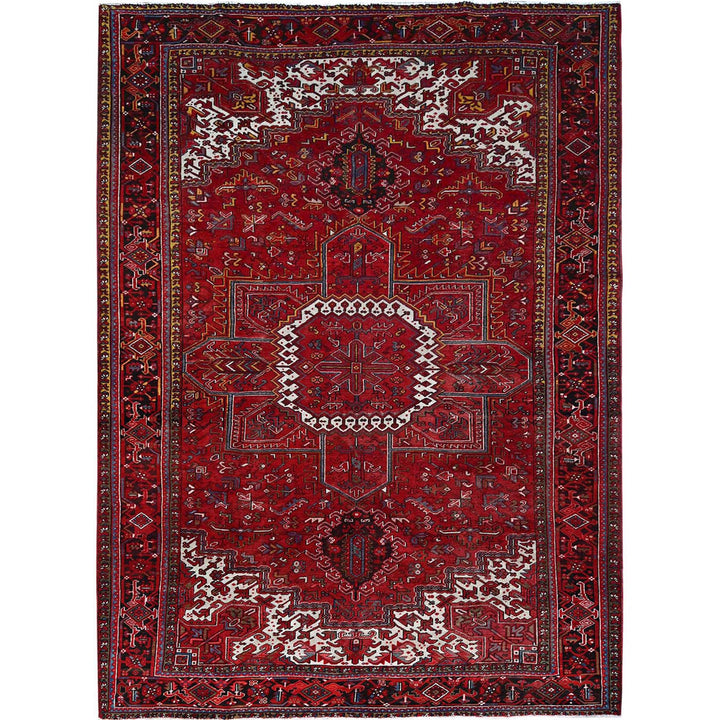 10'2" x 13'8" Vintage Hand Knotted Red Wool Rectangle Oriental Rug - MOA102181