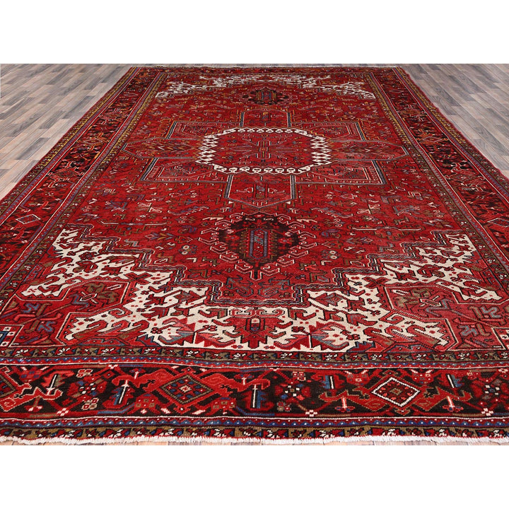 10'2" x 13'8" Vintage Hand Knotted Red Wool Rectangle Oriental Rug - MOA102181