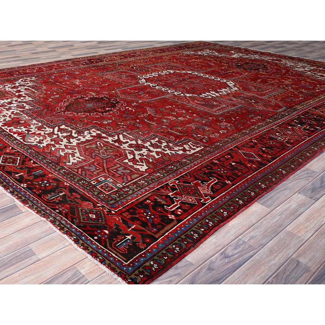 10'2" x 13'8" Vintage Hand Knotted Red Wool Rectangle Oriental Rug - MOA102181