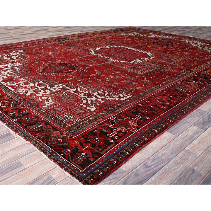 10'2" x 13'8" Vintage Hand Knotted Red Wool Rectangle Oriental Rug - MOA102181