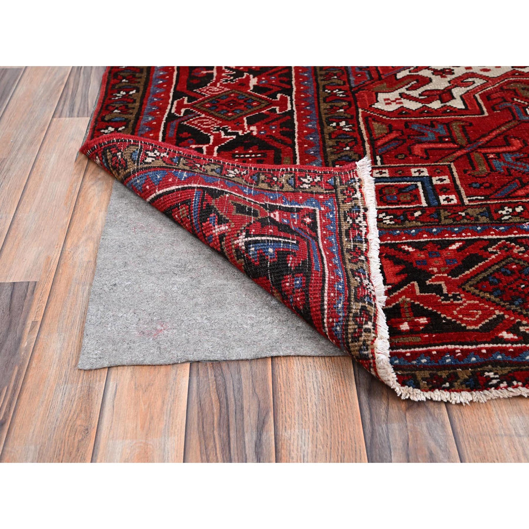 10'2" x 13'8" Vintage Hand Knotted Red Wool Rectangle Oriental Rug - MOA102181