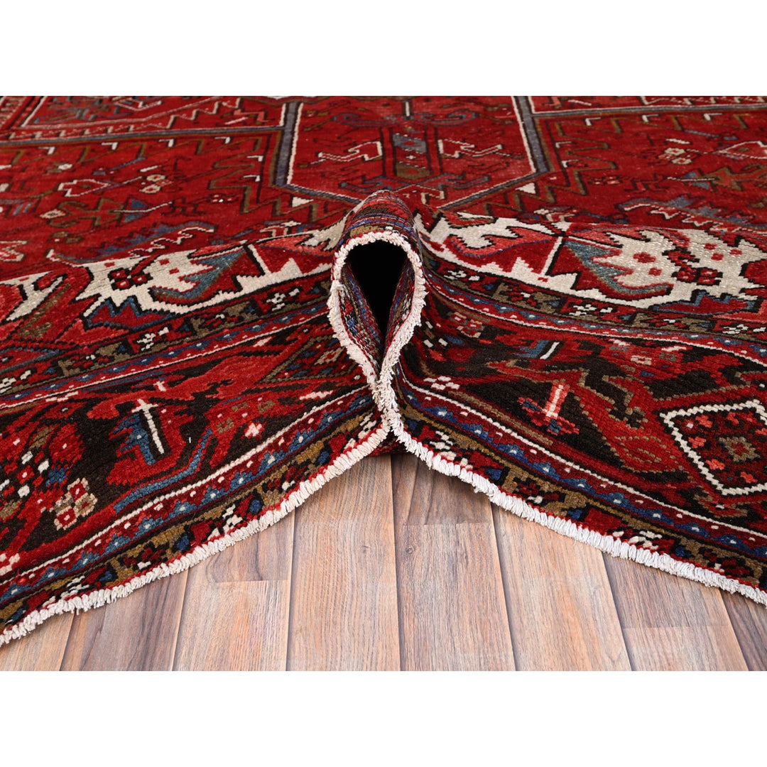 10'2" x 13'8" Vintage Hand Knotted Red Wool Rectangle Oriental Rug - MOA102181
