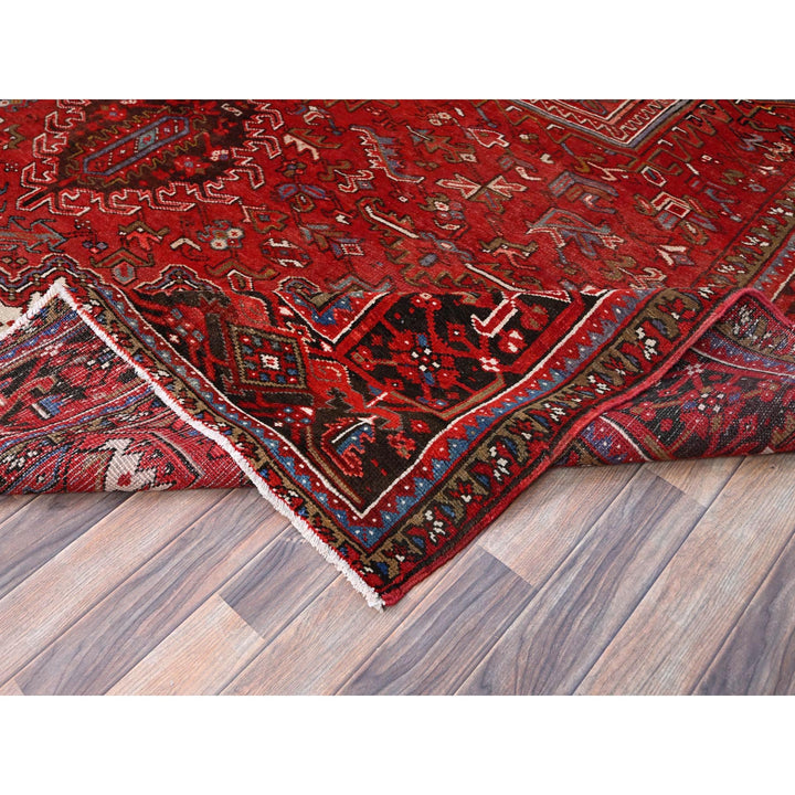 10'2" x 13'8" Vintage Hand Knotted Red Wool Rectangle Oriental Rug - MOA102181