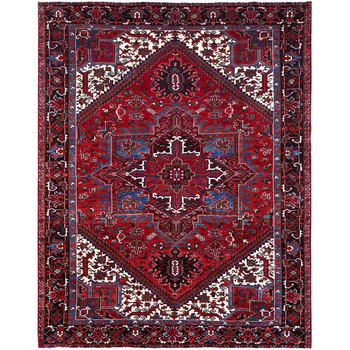 8'9" x 10'10" Vintage Hand Knotted Red Wool Rectangle Oriental Rug - MOA102184
