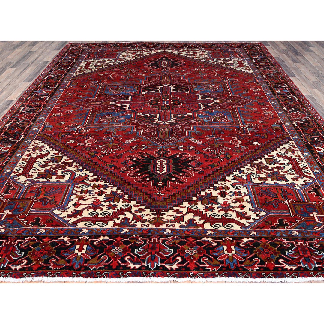 8'9" x 10'10" Vintage Hand Knotted Red Wool Rectangle Oriental Rug - MOA102184