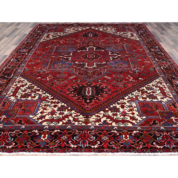 8'9" x 10'10" Vintage Hand Knotted Red Wool Rectangle Oriental Rug - MOA102184