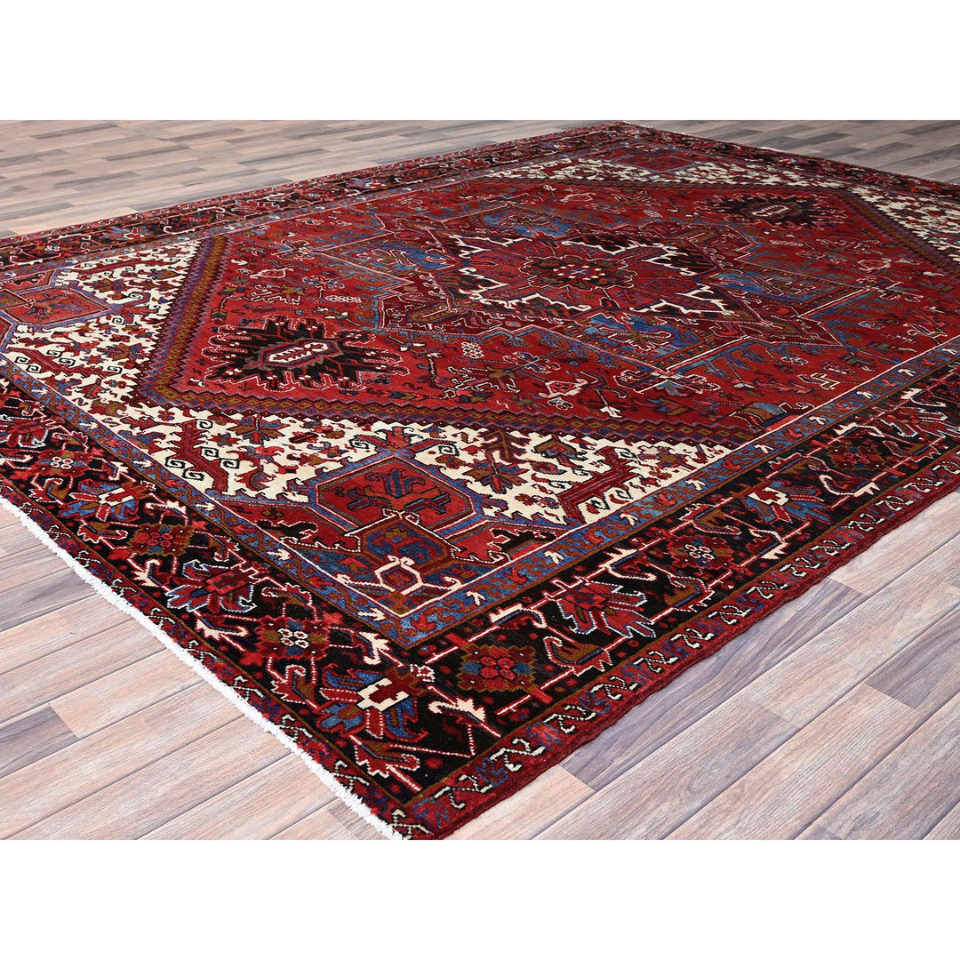8'9" x 10'10" Vintage Hand Knotted Red Wool Rectangle Oriental Rug - MOA102184