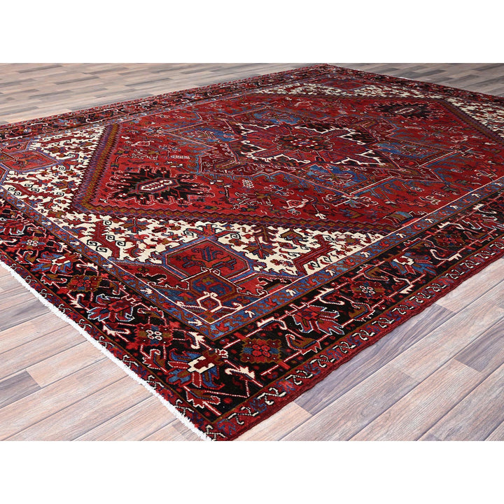 8'9" x 10'10" Vintage Hand Knotted Red Wool Rectangle Oriental Rug - MOA102184