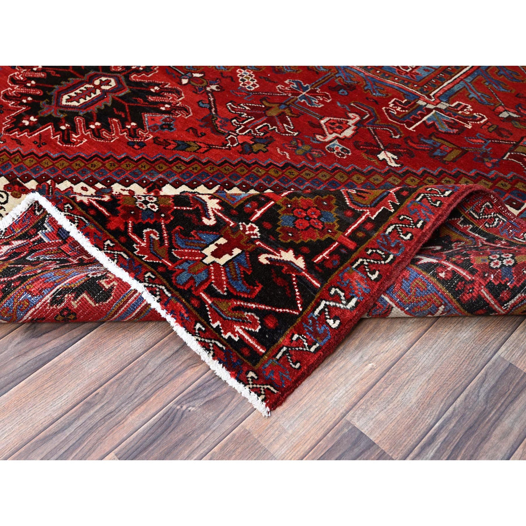 8'9" x 10'10" Vintage Hand Knotted Red Wool Rectangle Oriental Rug - MOA102184