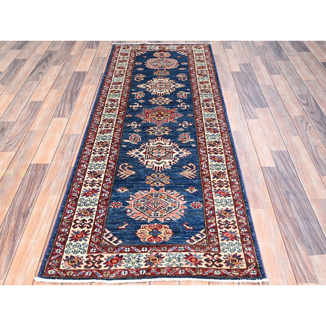 2'6" x 6'8" New Hand Knotted Blue Wool Runner Oriental Rug - MOA102188