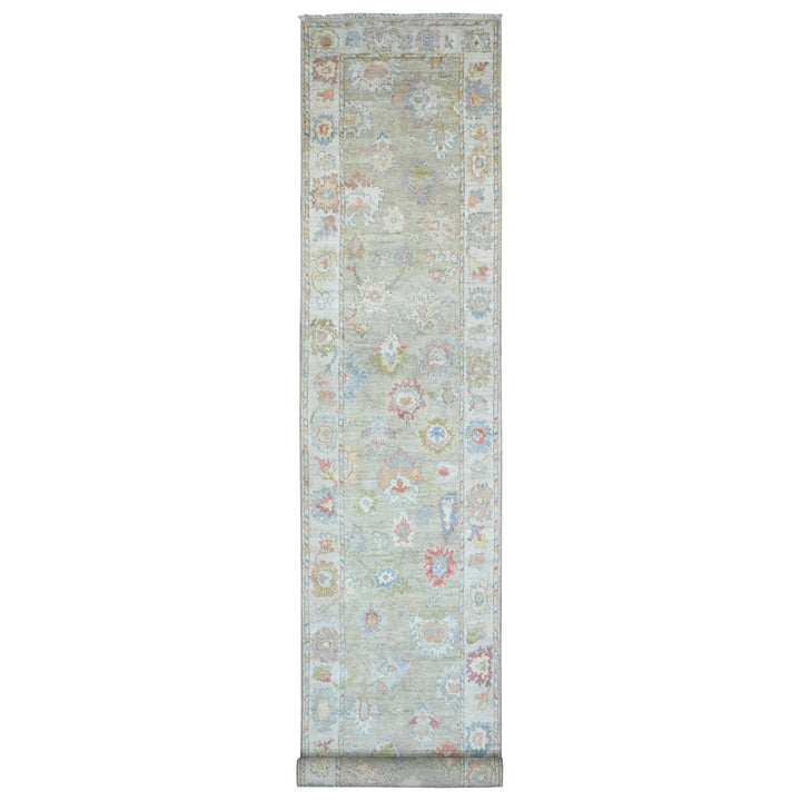 3'0" x 19'10" New Hand Knotted Green Wool Runner Oriental Rug - MOA10220031