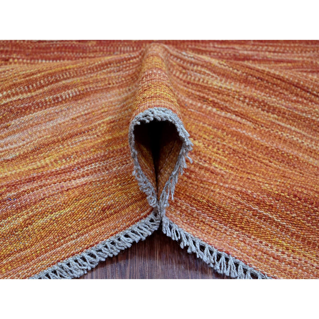 9'0" x 12'0" New Hand Woven Orange Wool Rectangle Oriental Rug - MOA10220094