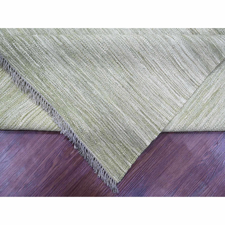 9'1" x 12'1" New Hand Woven Green Wool Rectangle Oriental Rug - MOA10220095