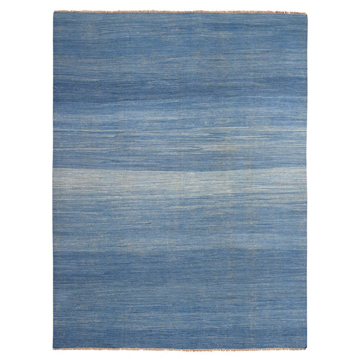 9'2" x 12'1" New Hand Woven Blue Wool Rectangle Oriental Rug - MOA10220096