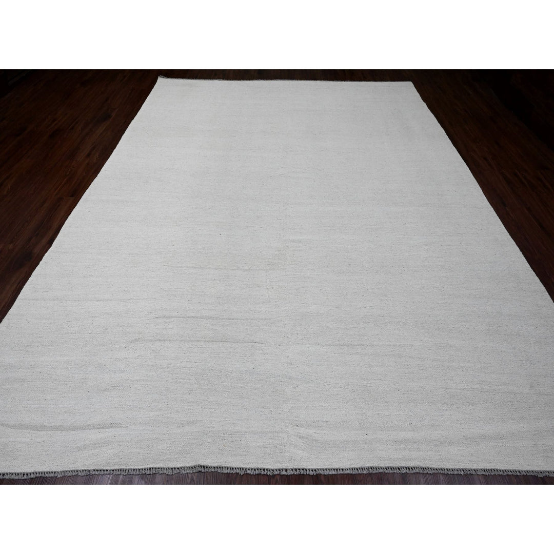 9'0" x 12'0" New Hand Woven Ivory Wool Rectangle Oriental Rug - MOA10220099