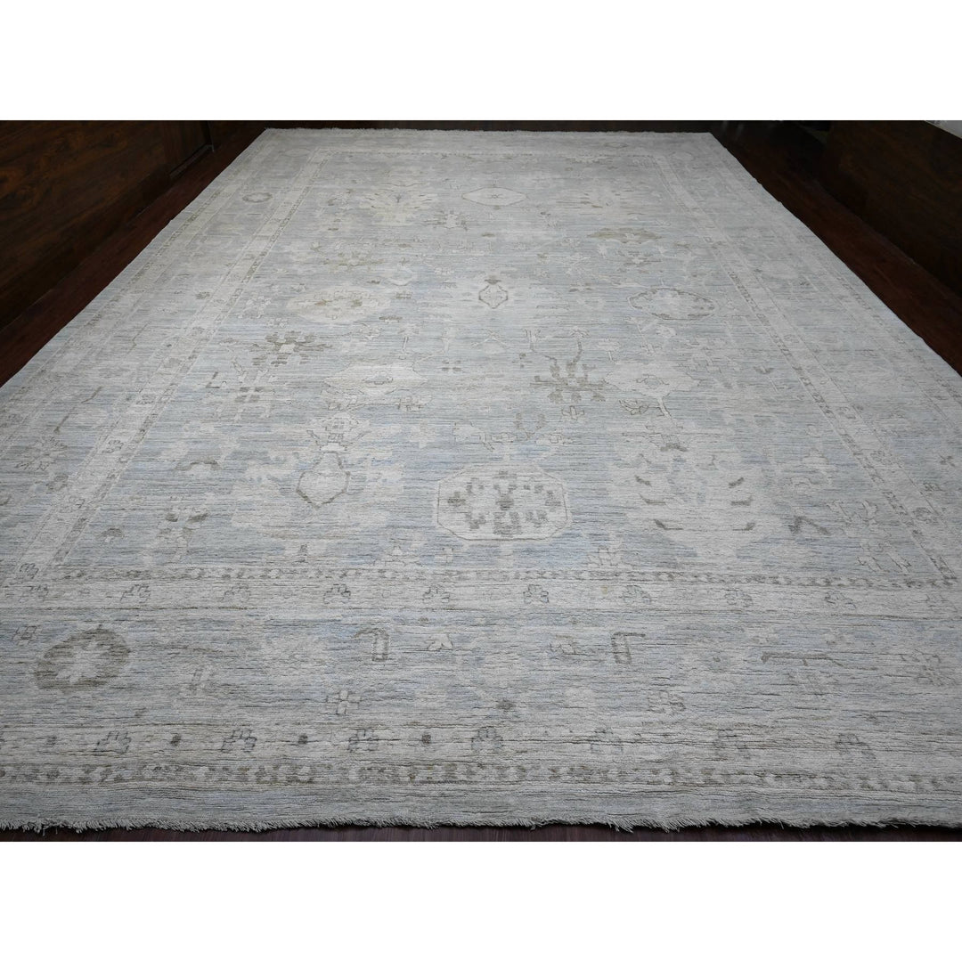13'11" x 19'3" New Hand Knotted Blue Wool Rectangle Oriental Rug - MOA10220182
